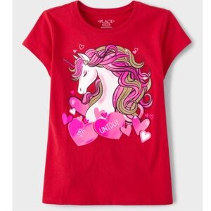 Girls Valentine's Day Unicorn Graphic Tee Large 10/12